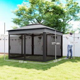 Outsunny 3 X 3(M) Pop Up Gazebo Tent With Netting, Height Adjustable, Grey - thumbnail 3