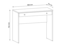 Impact Furniture Dressing Table White Vanity Make Up Desk Narrow Slim Modern 90Cm Storage Drawer Small Compact Unit Gold Handles Rel - thumbnail 9