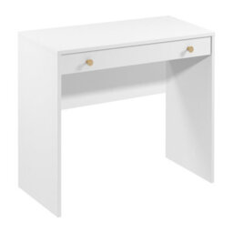 Impact Furniture Dressing Table White Vanity Make Up Desk Narrow Slim Modern 90Cm Storage Drawer Small Compact Unit Gold Handles Rel - thumbnail 4
