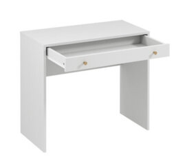 Impact Furniture Dressing Table White Vanity Make Up Desk Narrow Slim Modern 90Cm Storage Drawer Small Compact Unit Gold Handles Rel - thumbnail 7