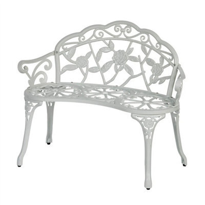 White Cast Aluminium Garden Bench Metal Frame 2 Seater Garden Patio Chair - image 1
