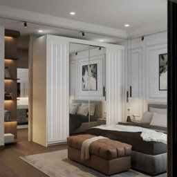 M N Furniture Ltd Wardrobe With Mirror, Led Light, Modern Sliding Door Bedroom Cabinet With Mirror,drawers And  Silver/black Trim (White,200Cm)