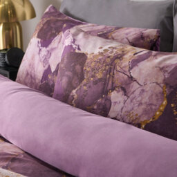 Ohs Marble Duvet Cover Set Quilt Bedding Reversible, Purple - Double - thumbnail 3