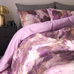 Ohs Marble Duvet Cover Set Quilt Bedding Reversible, Purple - Double - thumbnail 2