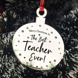 Red Ocean Merry Christmas Gift To The Best Teacher Ever Engraved Decor - thumbnail 3
