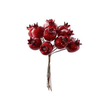 Red Shiny Haw Apple Pick Christmas Decoration Pack Of 10