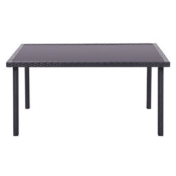 Living And Home Rustic Rectangle Ratten Effect Outdoor Garden Wicker Table With Tempered Glass Tabletop Black 150Cm - thumbnail 3