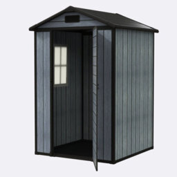 Birchtree 4X4Ft Plastic Garden Shed Apex With Floor Window Lockable Door Wood Grain Grey - thumbnail 8
