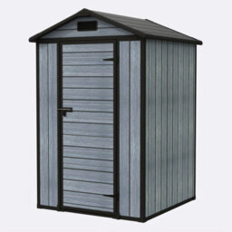 Birchtree 4X4Ft Plastic Garden Shed Apex With Floor Window Lockable Door Wood Grain Grey - thumbnail 2