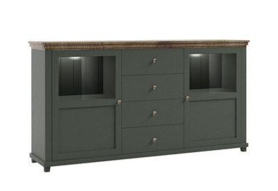 Arte Evora 25 Sideboard Cabinet W1810mm H930mm D420mm - Green & Oak Lefkas, 4 Drawers, Led-Ready - image 1
