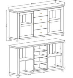 Arte Evora 25 Sideboard Cabinet W1810mm H930mm D420mm - Green & Oak Lefkas, 4 Drawers, Led-Ready - thumbnail 5
