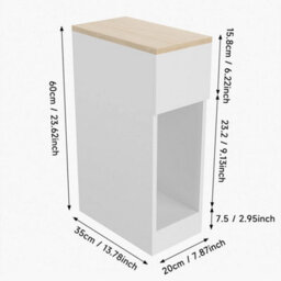 1 Drawer-White+Walnut Narrow Cabinet Tables White Slim Bedside Table Nightstand With Shelf Drawer 60Cm - thumbnail 2