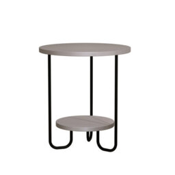Decortie Corro Modern Round Side End Table 40Cm Open Shelf U-Metal Legs Mocha Grey Living Room H 45Cm - thumbnail 2