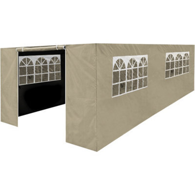 Loops Side Walls Door & Windows For 3X6M Pop-Up Gazebo - Beige - Garden Party Tent - image 1