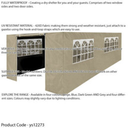 Loops Side Walls Door & Windows For 3X6M Pop-Up Gazebo - Beige - Garden Party Tent - thumbnail 2