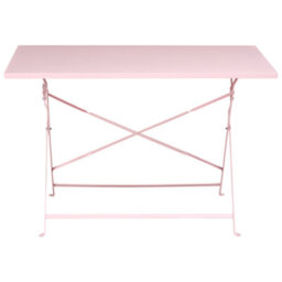 Wyld And Coco Garden Pastel Pink Steel Folding Table And 4 Chairs Dining Set - Space-Saving Outdoor Furniture - thumbnail 9
