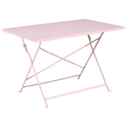 Wyld And Coco Garden Pastel Pink Steel Folding Table And 4 Chairs Dining Set - Space-Saving Outdoor Furniture - thumbnail 8