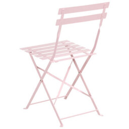 Wyld And Coco Garden Pastel Pink Steel Folding Table And 4 Chairs Dining Set - Space-Saving Outdoor Furniture - thumbnail 5