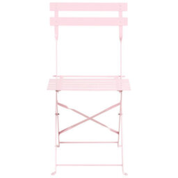 Wyld And Coco Garden Pastel Pink Steel Folding Table And 4 Chairs Dining Set - Space-Saving Outdoor Furniture - thumbnail 4