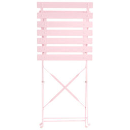 Wyld And Coco Garden Pastel Pink Steel Folding Table And 4 Chairs Dining Set - Space-Saving Outdoor Furniture - thumbnail 7