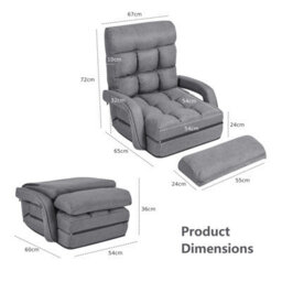Gainoom 2 In 1 Folding Lazy Sofa Lounger Floor Gaming Armchair Recliner - thumbnail 2