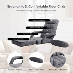 Gainoom 2 In 1 Folding Lazy Sofa Lounger Floor Gaming Armchair Recliner - thumbnail 8