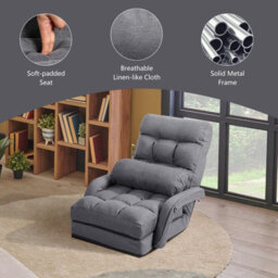 Gainoom 2 In 1 Folding Lazy Sofa Lounger Floor Gaming Armchair Recliner - thumbnail 6