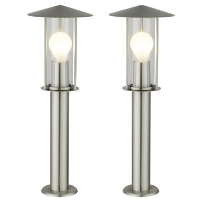 First Choice Lighting Set Of 2 Treviso Brushed Stainless Steel Outdoor Post Lights - image 1