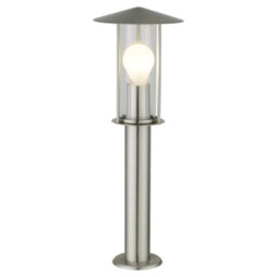 First Choice Lighting Set Of 2 Treviso Brushed Stainless Steel Outdoor Post Lights - thumbnail 2