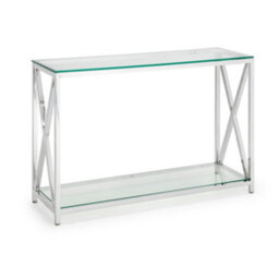 Oakham Monaco Console Table In Glass And Silver - thumbnail 1