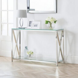 Oakham Monaco Console Table In Glass And Silver - thumbnail 3