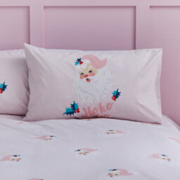 Catherine Lansfield Christmas Vintage Santa Pink Duvet Cover Set Double Bedding Set - thumbnail 3