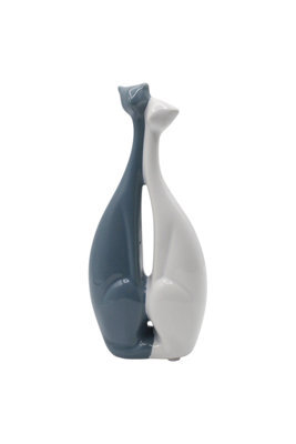 Designo Modern Minimalist Ceramic Cat Couple Figurine Blue White Gift Idea - image 1