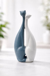 Designo Modern Minimalist Ceramic Cat Couple Figurine Blue White Gift Idea - thumbnail 7