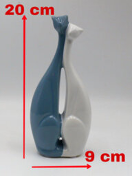 Designo Modern Minimalist Ceramic Cat Couple Figurine Blue White Gift Idea - thumbnail 2