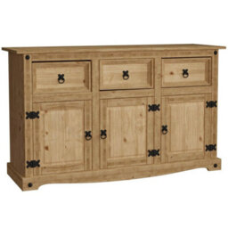 3 Door 3 Drawer Sideboard Solid Pine Mexican Cupboard By Home - thumbnail 6