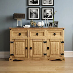 3 Door 3 Drawer Sideboard Solid Pine Mexican Cupboard By Home - thumbnail 3