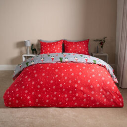OHS Christmas Gonk Duvet Cover Pillowcase Reversible Bedding Set, Grey - Single - thumbnail 3