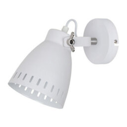 Luminosa Lighting Luminosa Industrial And Retro Wall Lamp White, Satin Nickel 1 Light With White Shade, E27