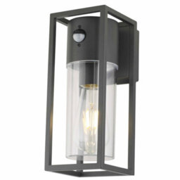 First Choice Lighting Hale - Black Outdoor Motion Sensor Ip44 Security Wall Light - thumbnail 1