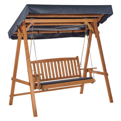 Beliani Patio Swing Fibbialla Spruce Wood Brown - image 1