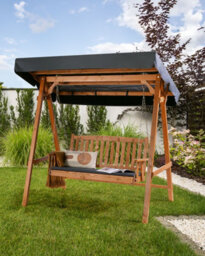 Beliani Patio Swing Fibbialla Spruce Wood Brown - thumbnail 2