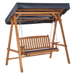 Beliani Patio Swing Fibbialla Spruce Wood Brown - thumbnail 1