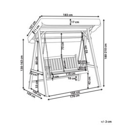 Beliani Patio Swing Fibbialla Spruce Wood Brown - thumbnail 3