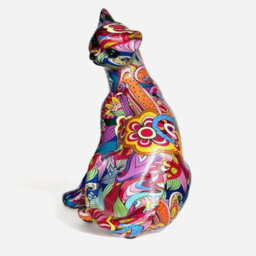 Animal Crackers 'groovy Art' Cat Figurine, Bright Colour Novelty Design Home Decoration, Height 22Cm - thumbnail 6