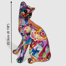Animal Crackers 'groovy Art' Cat Figurine, Bright Colour Novelty Design Home Decoration, Height 22Cm - thumbnail 2