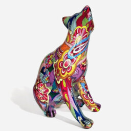 Animal Crackers 'groovy Art' Cat Figurine, Bright Colour Novelty Design Home Decoration, Height 22Cm - thumbnail 4