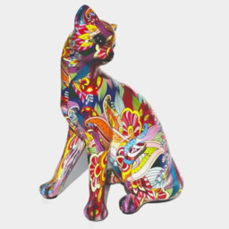 Animal Crackers 'groovy Art' Cat Figurine, Bright Colour Novelty Design Home Decoration, Height 22Cm - thumbnail 5