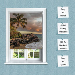 Lister Cartwright Photographic Blackout Roller Blinds For Bedroom Windows - (60 X 140 Cm) - Beach Palm Tree - thumbnail 3