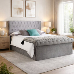 Aspire Mayfair Chesterfield Sleigh Ottoman Velvet Bed Frame - thumbnail 1